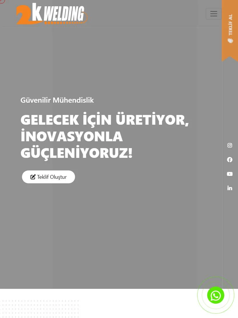 2K Welding kaynak makineleri kurumsal web sitesi