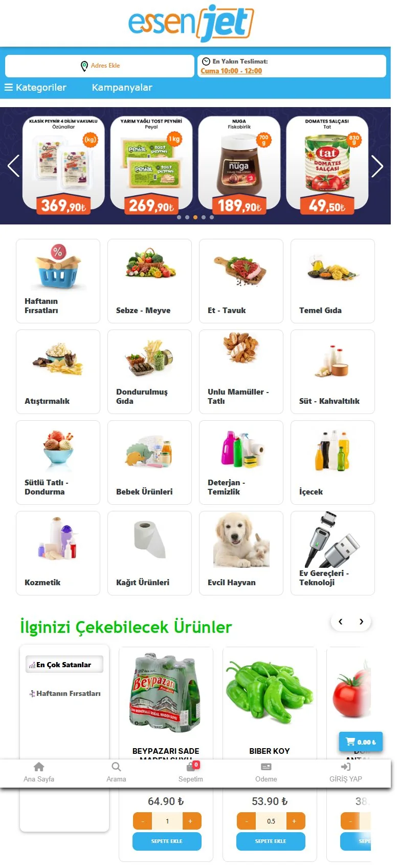 Essen JET online market e-ticaret sitesi